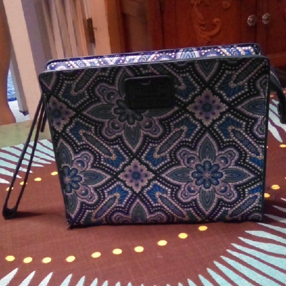 Liberty of London Teal and Lavender Patterned Wristlet Small Clauch - Picture 1 of 11